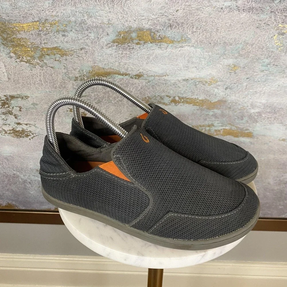 OluKai Nohea Mesh Shoes Boys Size 4 Gray Slip On Lightweight Walking Casual